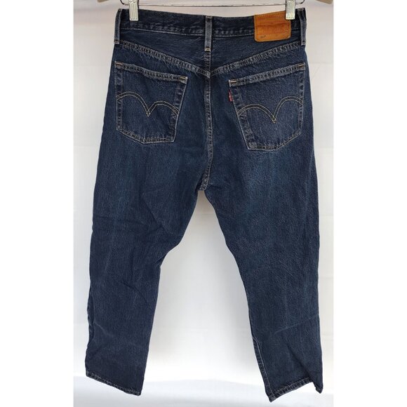 Levi Dark Wash 501 Distressed Button Fly 27x26 - Picture 2 of 12